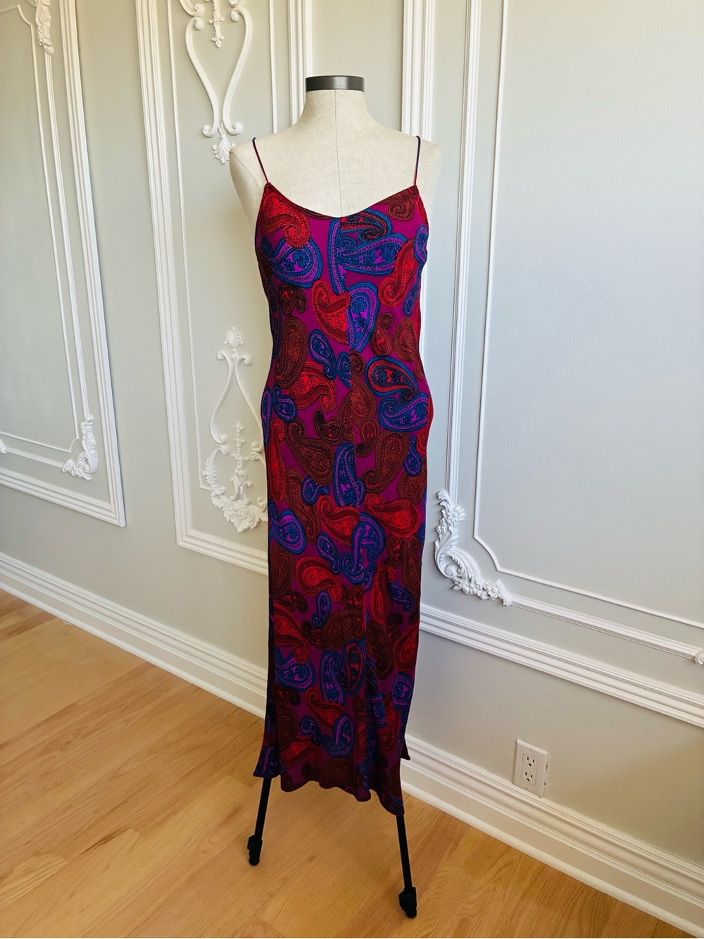Volcom Red and Purple Paisley Slip Dress
